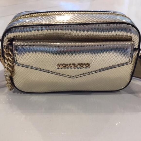 Michael Michael Kors Maisie Metallic Gold 2 in 1 Camera Crossbody Bag NWT $498 - Picture 2 of 12
